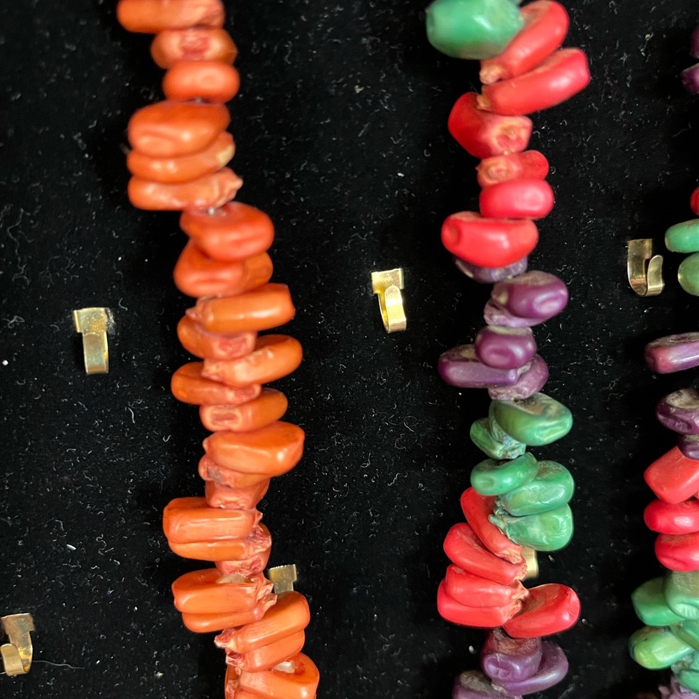 American Native Colorful Corn Beaded Necklaces Set of 2 37” leather strap - Picture 5 of 16